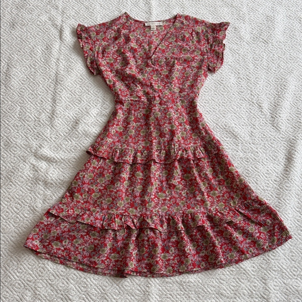 Monteau Women’s Ruffled Tiered Floral Dress Sz XS